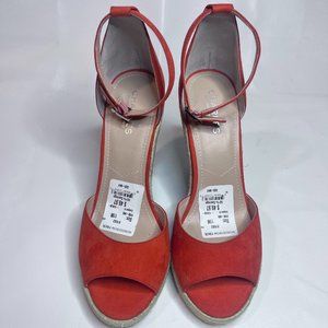 Charles by Charles David Orange Wedge with Tribal Print Wrapped Heel